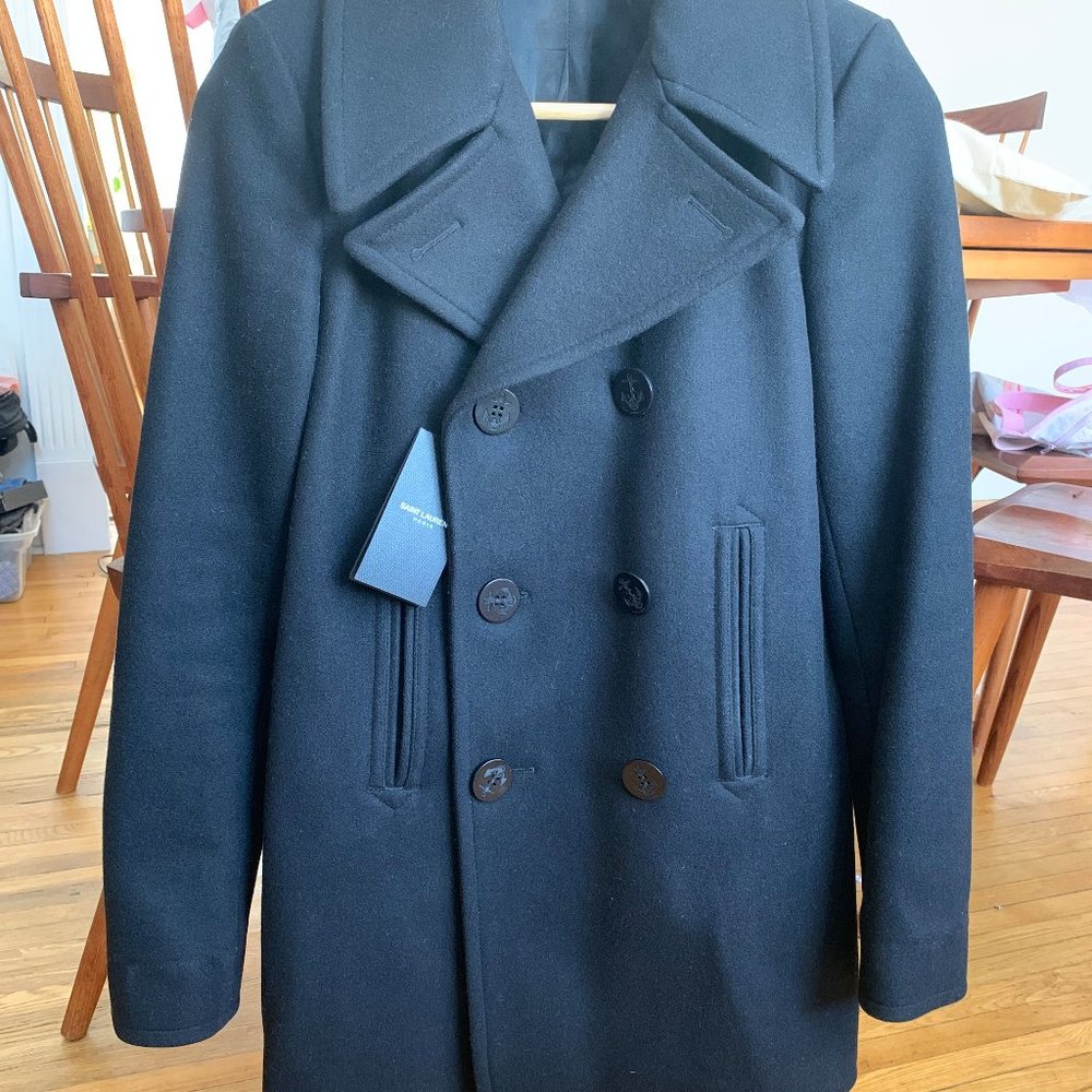 Saint Laurent Double-Breasted Wool Peacoat 34 XS-S